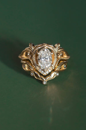 READY TO SHIP: Lida set in 14K yellow gold, oval lab grown diamond 8x6* mm, moissanites, RING SIZE 7 US - Eden Garden Jewelry™