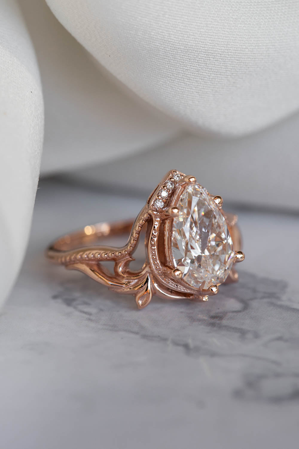 14K Rose Gold May Rose Diamond Ring/rose Ring/diamond Rose Engagement Ring/ rose Flower Ring/mother's Day Ring/vintage Ring/promise Gold Ring - Etsy