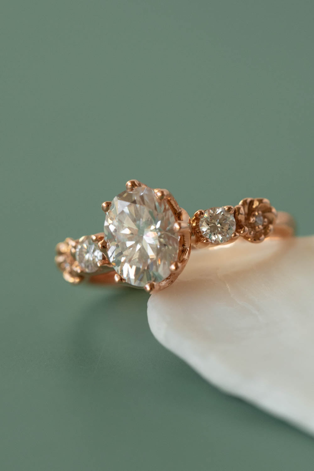 Ethical lab grown diamond engagement ring, rose gold flower promise ring with diamonds / Fiorella - Eden Garden Jewelry™