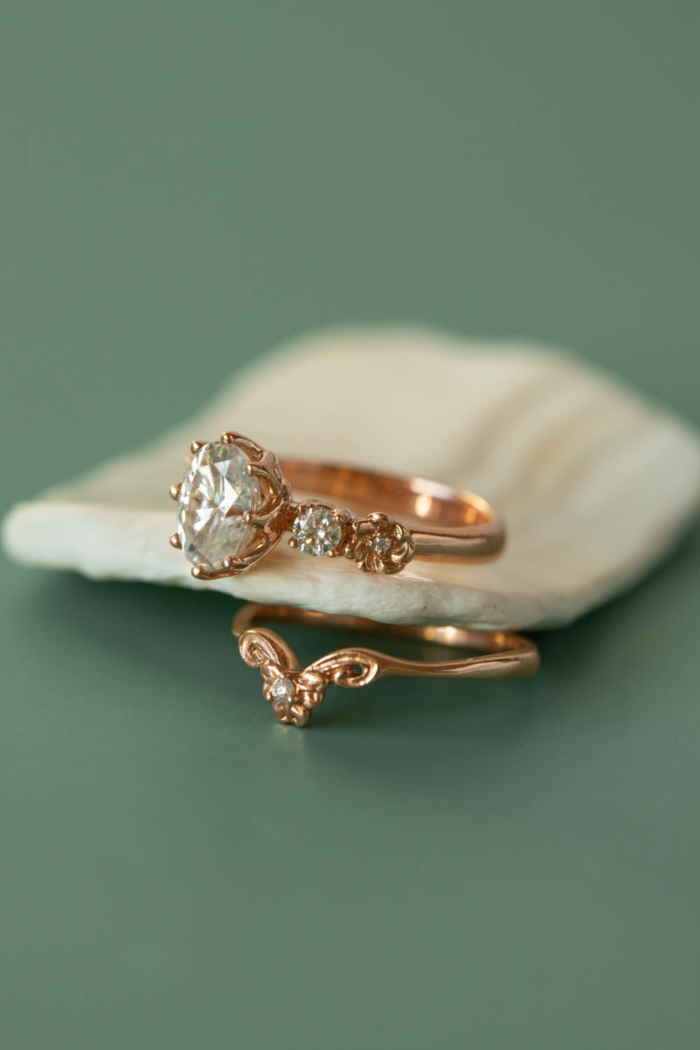 Ethical lab grown diamond engagement ring, rose gold flower promise ring with diamonds / Fiorella - Eden Garden Jewelry™