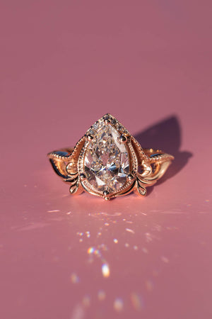 2ct Pear Lab Grown Diamond Ring Stack Rose Gold Solitaire Ring Bridal Set 18K Rose Gold / 5.0