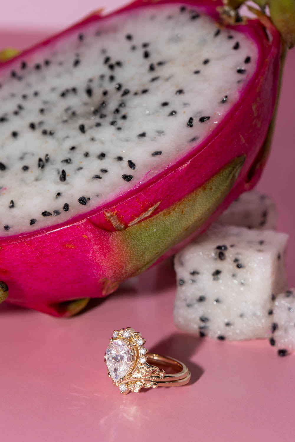 Lab grown diamond engagement ring set, crown shape gold rings with diamonds  / Ariadne