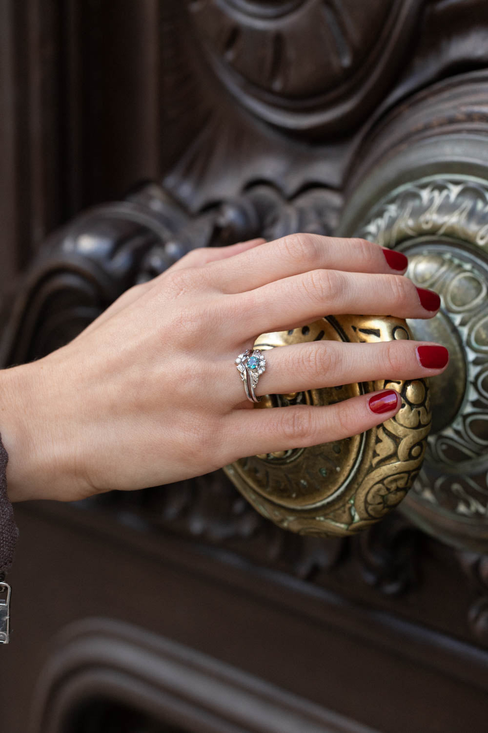 Colour changing alexandrite engagement ring set, fantasy white gold bridal ring set with diamonds  / Ariadne - Eden Garden Jewelry™
