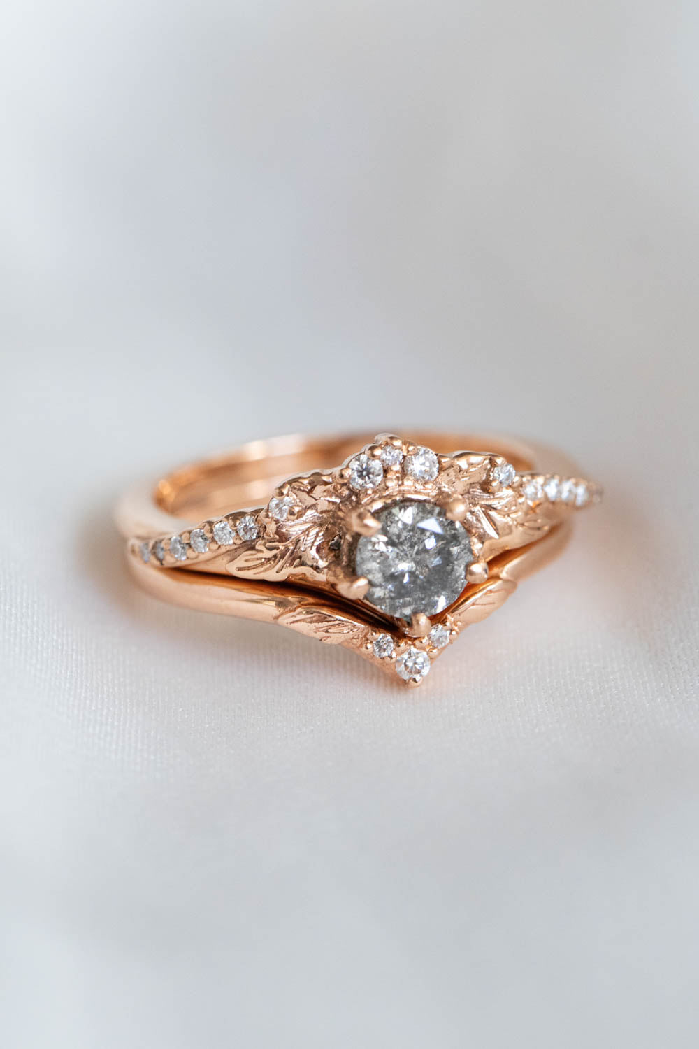 Grey diamond engagement ring, salt and pepper diamond alternative proposal ring / Amelia - Eden Garden Jewelry™