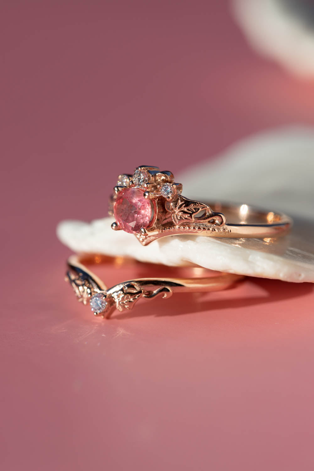 Padparadscha sapphire and diamond ring Clearance