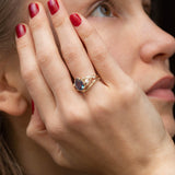 Pear alexandrite leaf bridal ring set, engagement ring set with colour changing gemstone / Patricia - Eden Garden Jewelry™