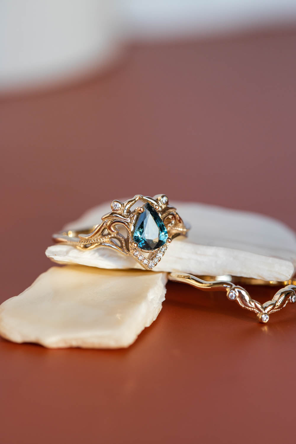 Pear sapphire engagement ring, blue gemstone gold proposal ring / Lida small - Eden Garden Jewelry™