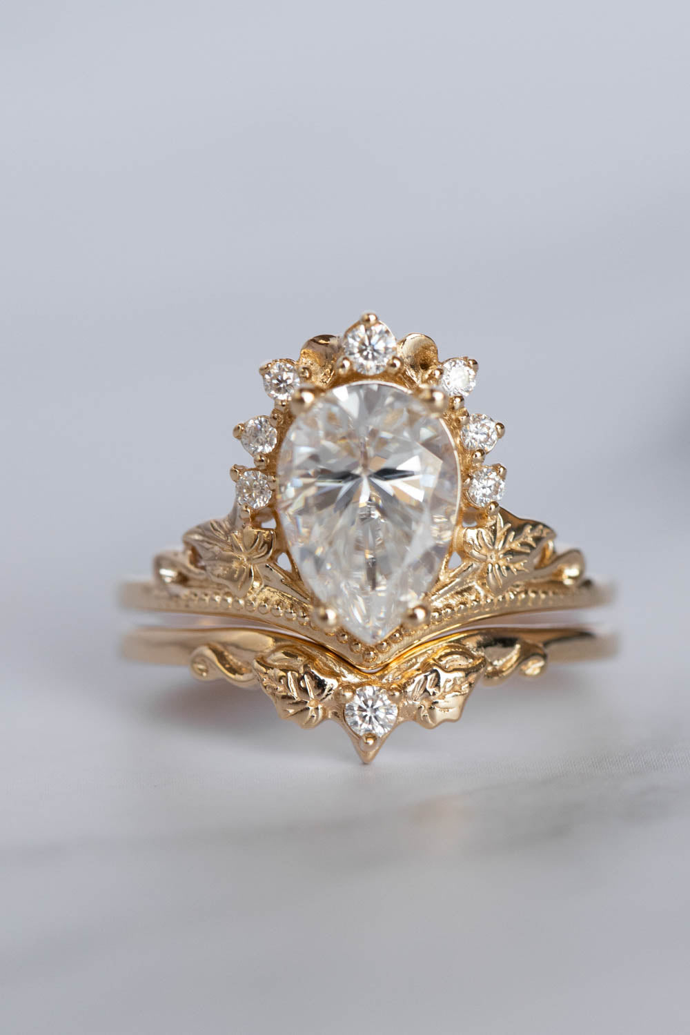 Large Tiara Halo Engagement Ring w/ 2 Carat Oval Black Diamond in Pave Band