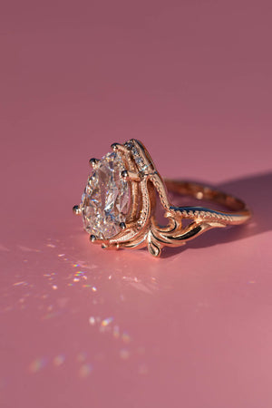 Opal Engagement Ring Rose Gold Oval Cut Ring