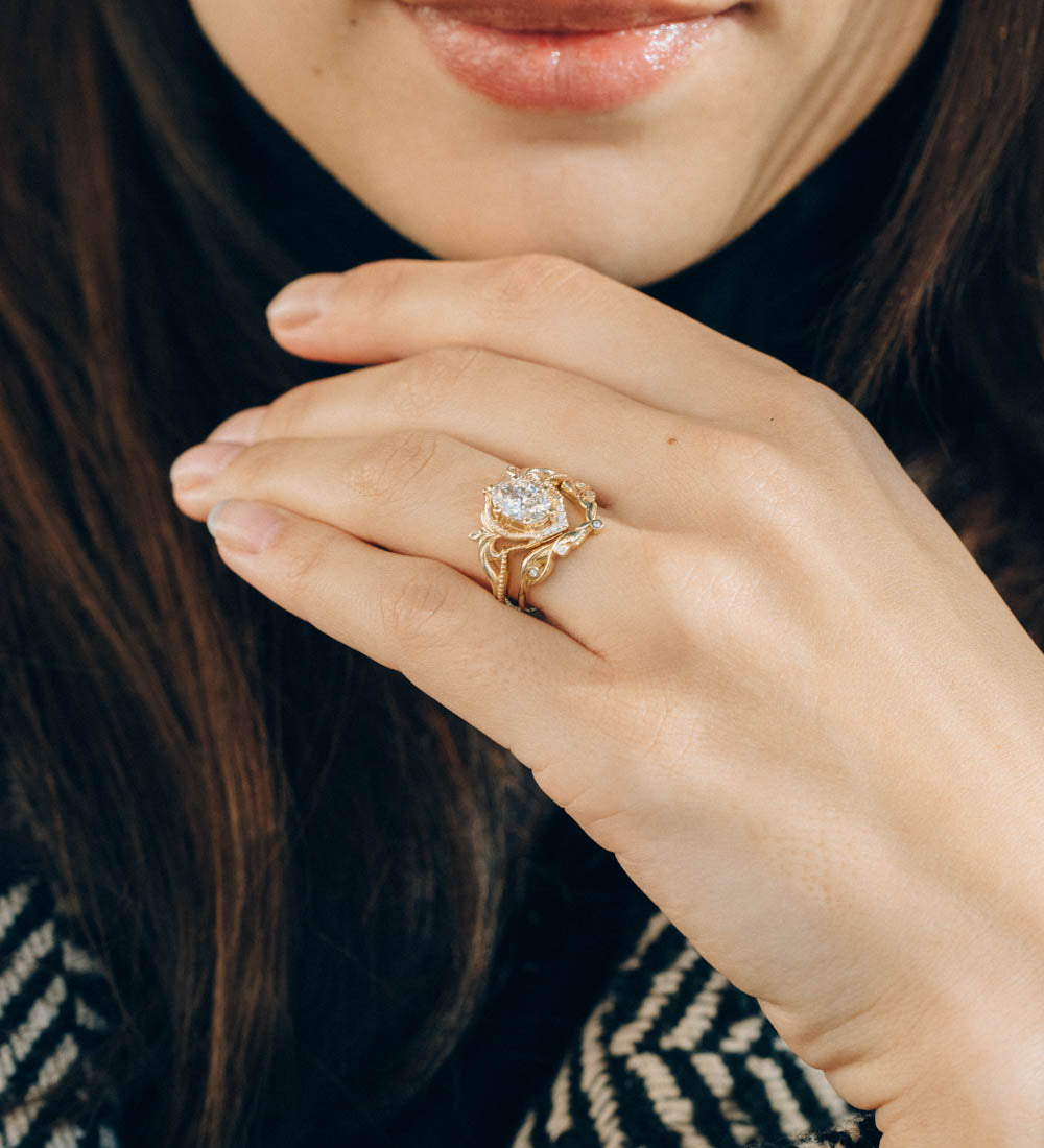 Lab grown diamond engagement ring, statement proposal ring with diamonds  / Lida - Eden Garden Jewelry™