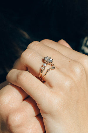 Ethical Lab Grown Diamond Engagement Ring, Rose Gold Flower Promise Ring with Diamonds / Fiorella