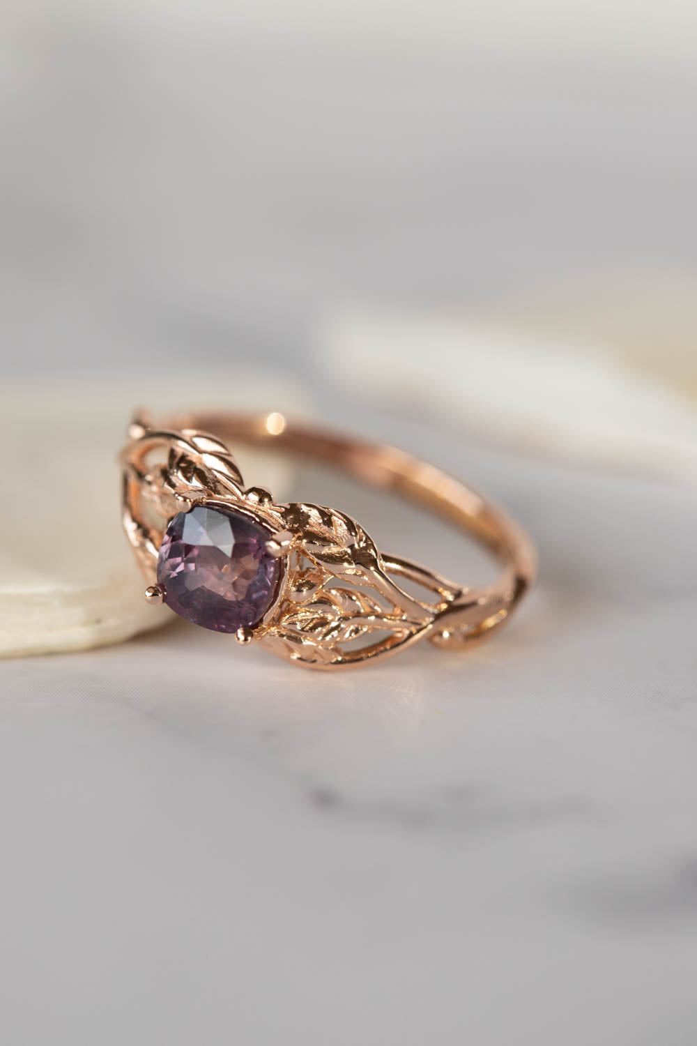 Cushion cut natural sapphire engagement ring, gold twig promise ring with sapphire / Tilia - Eden Garden Jewelry™