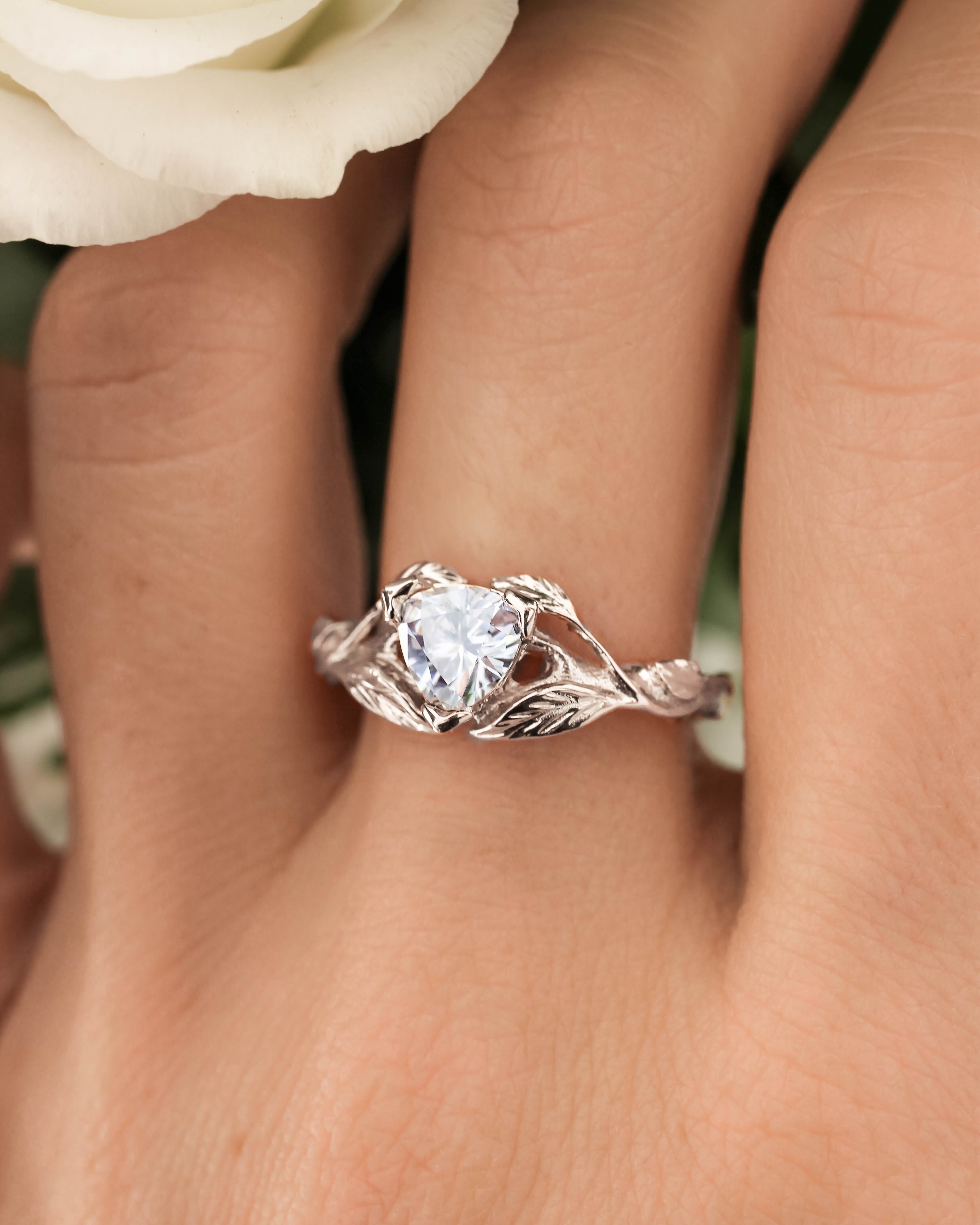 Clematis | branch engagement ring setting, trillion gemstone - Eden Garden Jewelry™