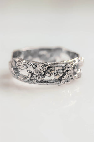 READY TO SHIP: Oak wedding band in 14K white gold, RING SIZE 8.5 US - Eden Garden Jewelry™